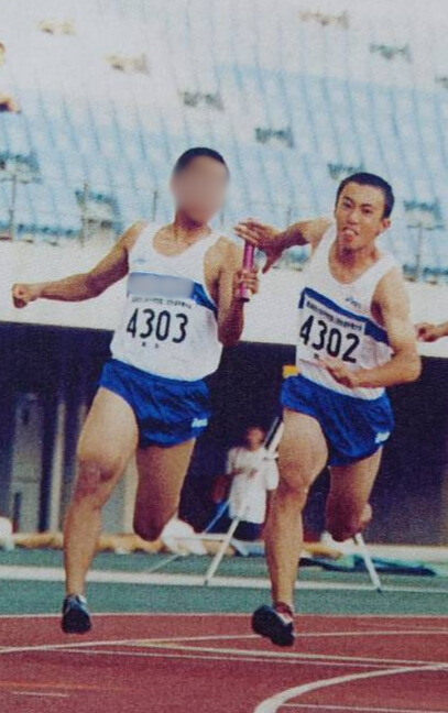 中学校の全国大会でのリレーのバトンパス